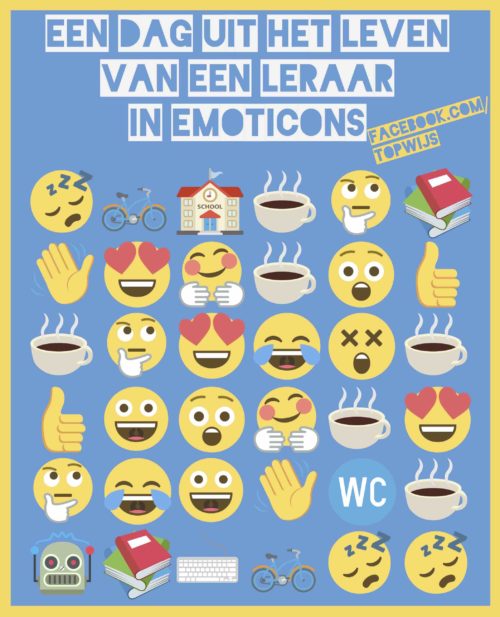 Download de gratis poster: Een dag uit het leven van een leraar in emoticons