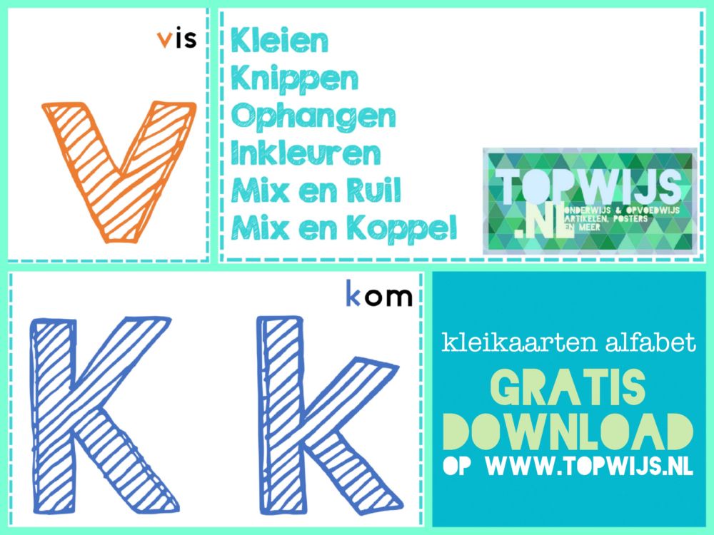 gratis download kleikaarten alfabet