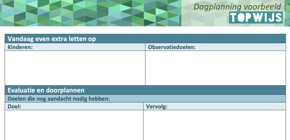 dagplanning preview observatieblad
